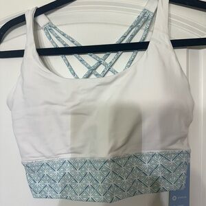 Southern Tide White and Blue Geometric Sports Bra